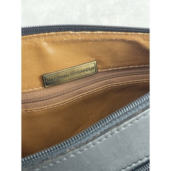 Vintage MARY ANN ROSENFELD Black Leather Shoulder BAG Evening Bag - Picture 8 of 9